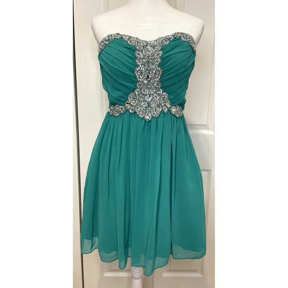 Vtg Y2K City Triangles Womens Strapless Mini Dress Size 3 Soft HOCO Fairy Dainty - Picture 1 of 15
